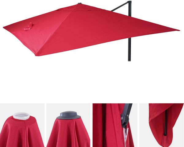 Ersatz-Bezug für Luxus-Ampelschirm HWC-A96, Sonnenschirmbezug Ersatzbezug, 3x3m (Ø4,24m) Polyester 2,7kg ~ bordeaux
