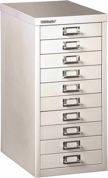 Bisley MultiDrawer™, 29er Serie, DIN A4, 10 Schubladen, Farbe silber