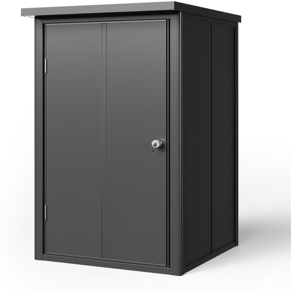 GFP Primeyard Geräteschrank Metall 84x84x131 cm Mülltonnenbox anthrazit inkl. Fußboden