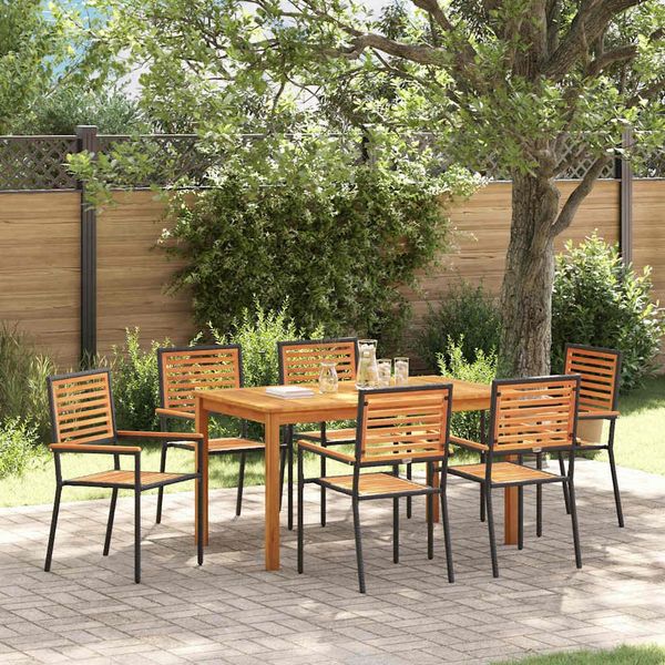 vidaXL Garten Essgruppe 7 pcs Schwarz Massivholz Akazie 3365538