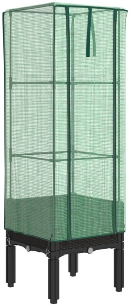 vidaXL Hochbeet mit Gewächshaus-Aufsatz Rattan-Optik 40x40x140 cm 4015818