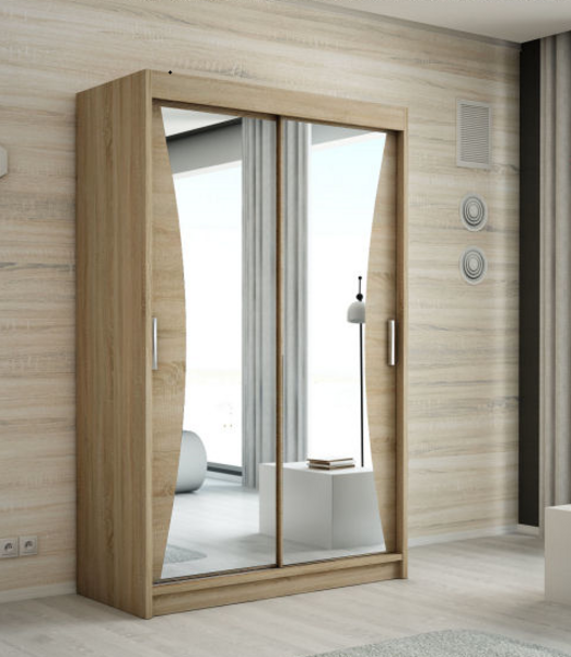 Schwebetürenschrank NIKO 2-türig Schrank 180 cm (mit Spiegel) Farbe: Sonoma