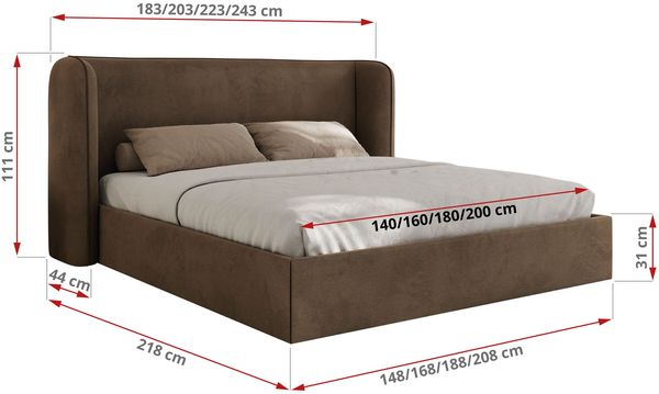 Polsterbett Bett mit Holzlattenrost Schlafzimmer Bett Doppelbett gepolstertes Kopfteil Foam Matratze - EMORA CLASSIC - 160x200 cm - Braun Velvet - MIRO LUX Bild 4