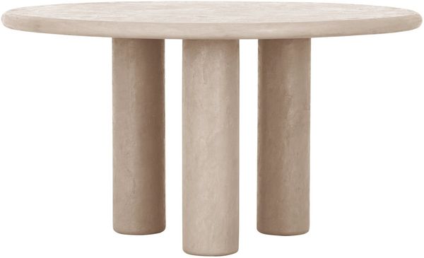 Esstisch Clio rund aus Mortex, modern, sandfarben, für 4 Personen, Ø 140 cm
