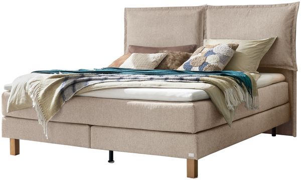 Bonita Boxspringbett braun Eiche MassivholzPolyester/Polyamid/Viskose 203cm x 212cm x 128cm