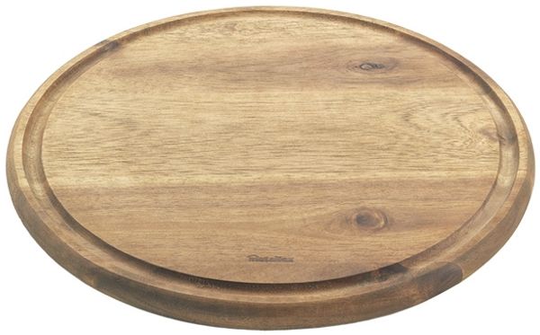 METALTEX 561310000 Schneidebrett Ø 24 cm mit Saftrille aus Akazienholz / Schneidbrett