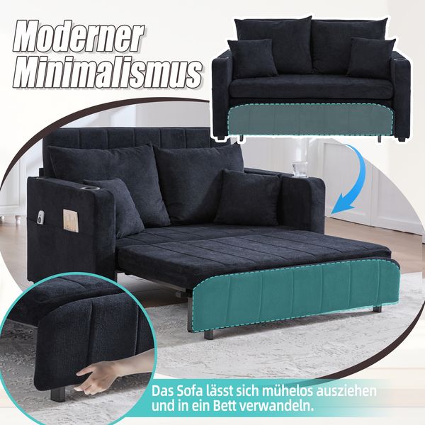 2-Sitzer Schlafsofa B 139 x T 83 x H 58 cm aus Chenille, ausziehbar Bild 7