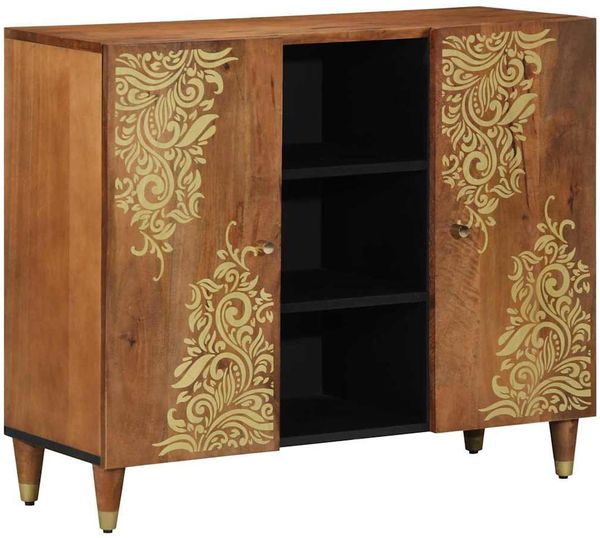 vidaXL Sideboard mit Regal Braun 90 x 33 x 75 cm Massivholz Mango 4018764