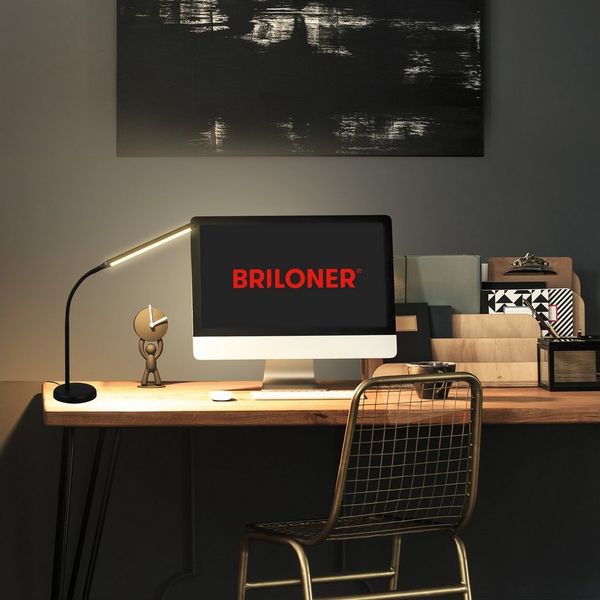 BRILONER – LED Nachttischlampe Touch Dimmbar, Schreibtischlampe LED, LED Tischlampe, LED Leselampe für Home Office, 4 Stufig Dimmbar, Schwarz