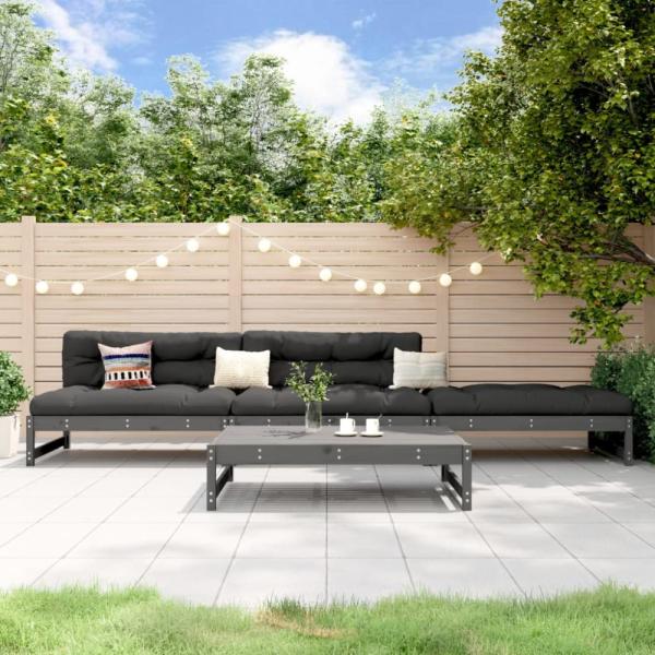 vidaXL 4-tlg. Garten-Lounge-Set Grau Massivholz Kiefer 3186594