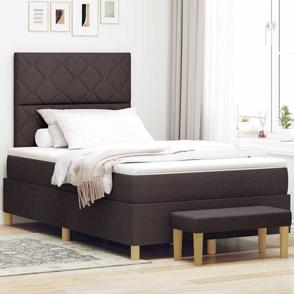 vidaXL Boxspringbett mit Kopfteil Dunkelbraun 200 x 120 cm Stoff 3344369