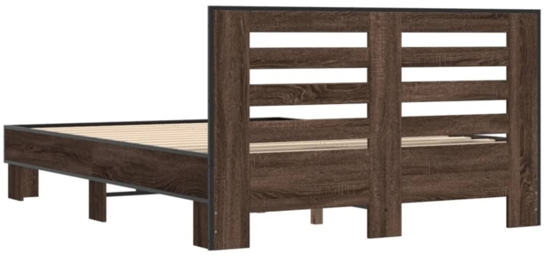 vidaXL Bettgestell Braun Eichen-Optik 140x200 cm Holzwerkstoff Metall 3280106 Bild 5