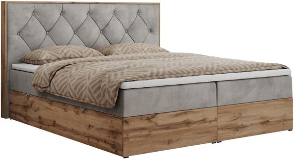 Boxspringbett, Schlafzimmerbett, Bettkasten - VENETO - 180 x 200 cm - Hellgrau Velvet - H3 Bild 4