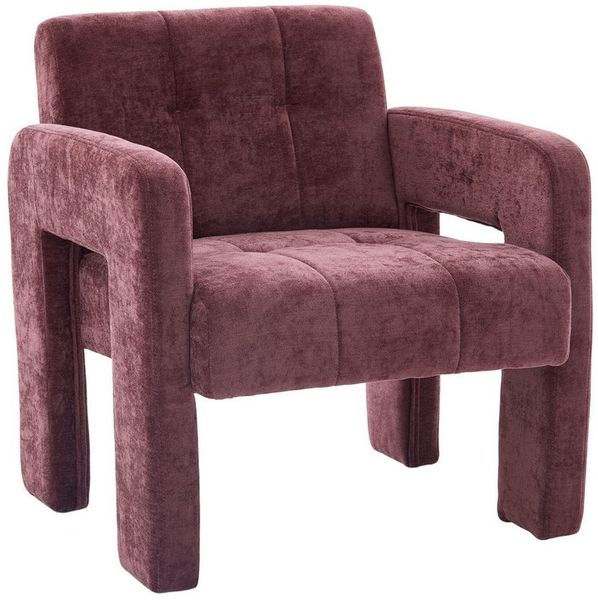 KLAM HOME Sessel Moderner minimalistischer Sessel mit Polster (Bequemer Chenille Sessel mit Armlehnen), Skandinavischer Wohnzimmer Sessel für Entspannung und Komfort