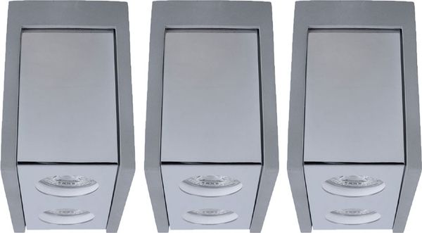3er Set Deckenlampe, Metall, Beton, grau, 2 Flammig, L 18 cm