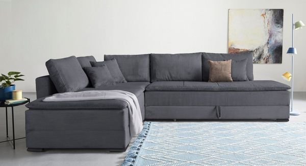 Home affaire Ecksofa Night & Day L-Form, B: 321 cm, mit Dauer-Schlaffunktion 180x200 cm, Bettfunktion, Bettkasten, Topper & 3 Zierkissen, Boxspringbett in Cord