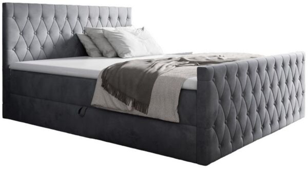 Boxspringbett Schlafzimmerbett ASHER 200x220cm in Stoff Fresh Grau