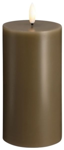 Moods & More LED-Blockkerze in Dark Sand – Ø 7 4 cm x H 15 cm