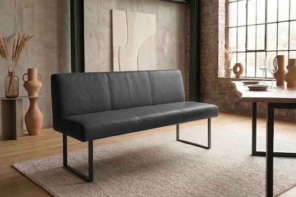 KAWOLA Esszimmerbank ELEEN Leder schwarz 123cm 85 x 69 x 123 cm