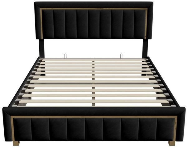 Gdood Polsterbett Stauraumbett Doppelbett Moderner Stil (Hydraulisch anhebbarer Bettstauraum), Mit Bettkasten, Lattenrost, Samt, 160x200 cm