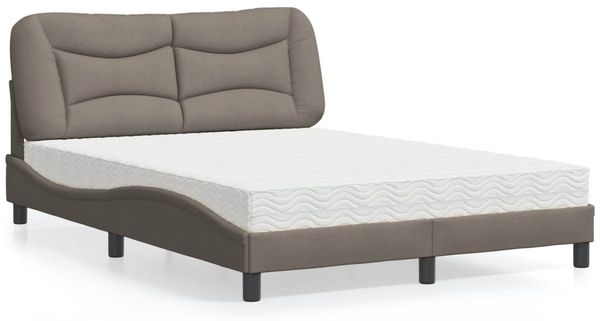 vidaXL Bett mit Matratze "Hvar" Taupe 120x200 cm Stoff 3208524