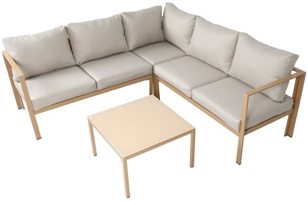 SVITA Gartenlounge-Set MISSOURI, (Set, Modulares Ecksofa mit Tisch), 4-ttg. Outdoor Sofa, Beige / Natur