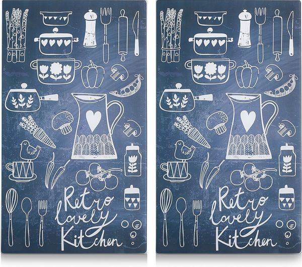 Zeller Present Schneide- und Abdeckplatte Lovely Kitchen, ESG-Sicherheitsglas, (Set, 2 tlg), 6 rutschfesten Elastikfüßen pro Platte