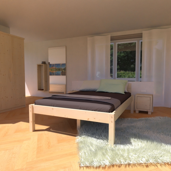 Pfostenbett Massivholzbett (Fichte) "Daybett" 160 x 220 cm 58 cm Holzbett 300kg Bild 3