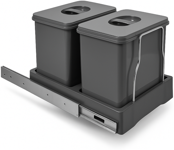 Ekotech Abfallsammler Auszug oriongrau 2x 12 Liter Automatic Einbau Mülleimer