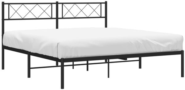 vidaXL Bettgestell mit Kopfteil Metall Schwarz 160x200 cm 372280 Bild 3