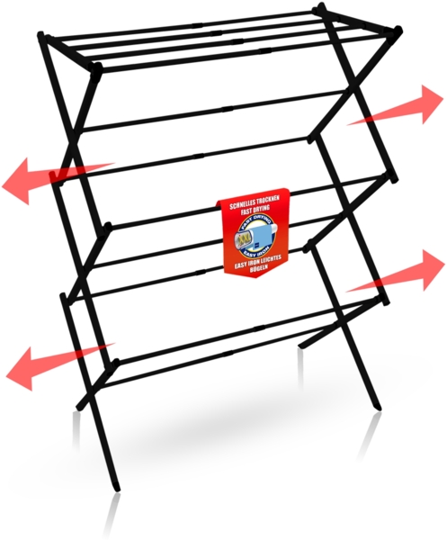 BigDean Wäscheständer klappbar Schwarz Wäscheständer hoch ausziehbar 5 bis 10 m Trockenlänge Wäscheständer klein