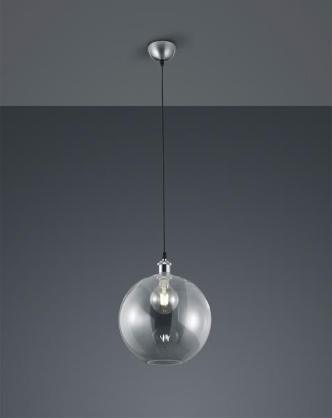 LED Pendelleuchte 1-flammig Glaskugel Lampenschirm Transparent, Ø 30cm