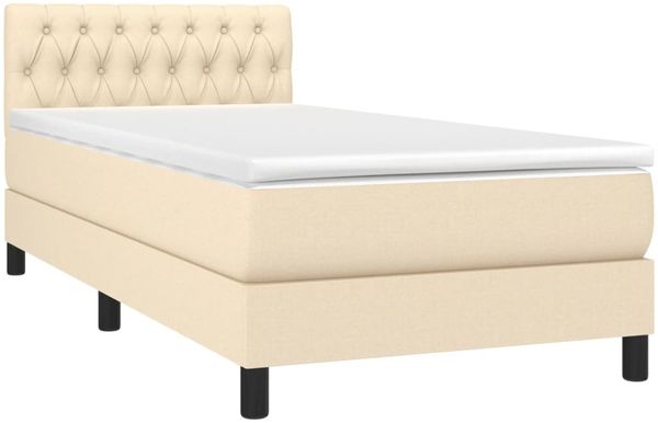 vidaXL Boxspringbett mit Matratze Creme 100x200 cm Stoff 3140278 Bild 3