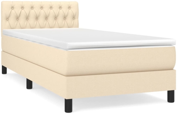 vidaXL Boxspringbett mit Matratze Creme 100x200 cm Stoff 3140278