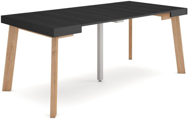 Skraut Home | Ausziehbarertisch | Multifunktionaler ausziehbarer | 180 | Für 8 Gäste | Hölzerne Beine | Moderner Stil | Schwarz