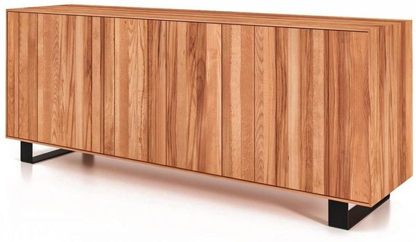 Kommode Leeds Kernbuche massiv 197x50x78 Metallfußgestell Schwarz mit 3 Türen