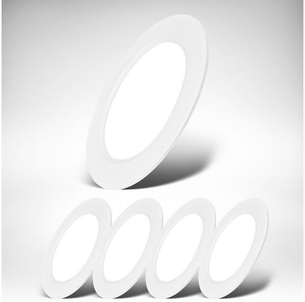 B.K.Licht Einbauleuchte BK_EL1619 5er Set LED Einbaustrahler, Ultraflach, IP20 Deckenspots, LED fest integriert, Neutralweiß, 4.000 K, 660Lm, 6W, Kunststoff, 12 x 2,8 cm, Weiß