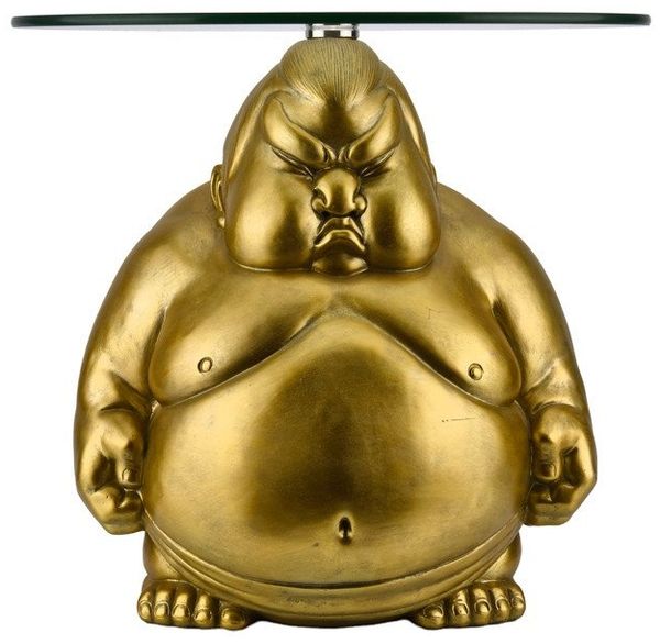 riess-ambiente Couchtisch SUMO 55cm gold - Skulptur, Glas, Ringer, handgefertigt, modern, rund (Einzelartikel, 1-St), Markanter Beistelltisch - ideal als dekorativer Akzent im Wohnzimmer