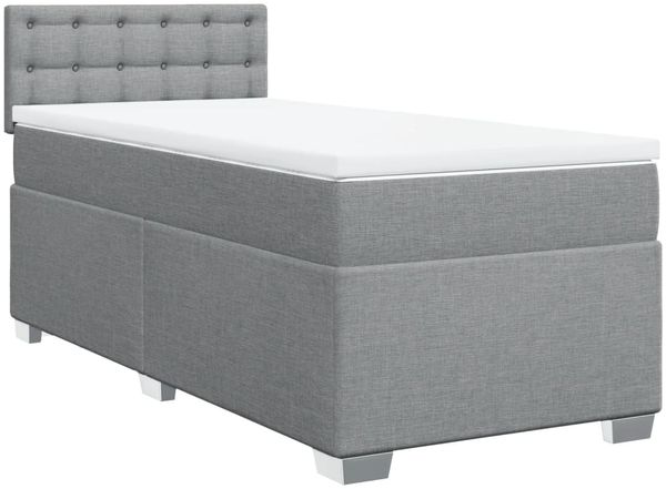 vidaXL Boxspringbett mit Matratze Hellgrau 80x200 cm Stoff 3288029 Bild 3