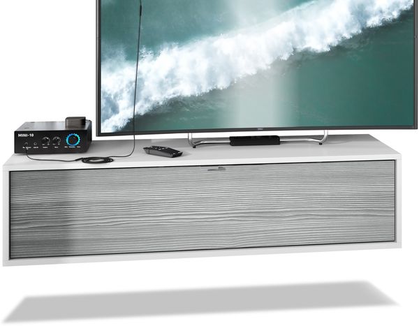 TV Board Lana 120 Hängeschrank Lowboard 120 x 29 x 37 cm, Korpus in Weiß Matt, Fronten in Avola-Anthrazit