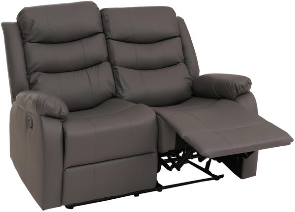2er Kinosessel HWC-O62, Relaxsessel Fernsehsessel mit Armlehne, Liegefunktion Kunstleder ~ grau