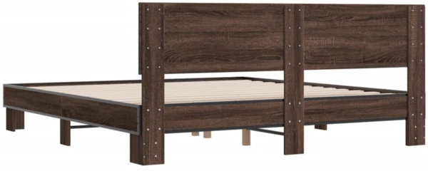 vidaXL Bettgestell Braun Eichen-Optik 200x200 cm Holzwerkstoff Metall 3280176 Bild 5