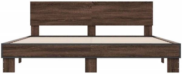 vidaXL Bettgestell Braun Eichen-Optik 200x200 cm Holzwerkstoff Metall 3280176 Bild 3