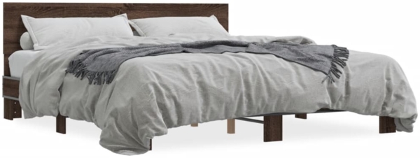 vidaXL Bettgestell Braun Eichen-Optik 200x200 cm Holzwerkstoff Metall 3280176 Bild 1