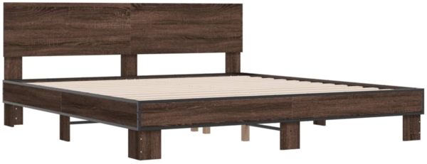 vidaXL Bettgestell Braun Eichen-Optik 200x200 cm Holzwerkstoff Metall 3280176 Bild 2