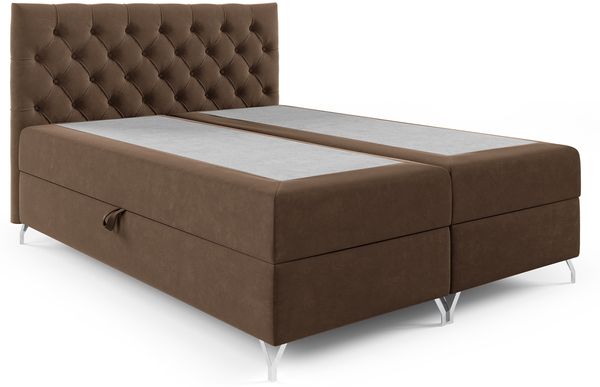 MEBLINI Boxspringbett GIULIA 160x200 cm mit Bettkasten – H3/Braun Samt Polsterbett - Doppelbett mit Topper & Taschenfederkern-Matratze Bild 2