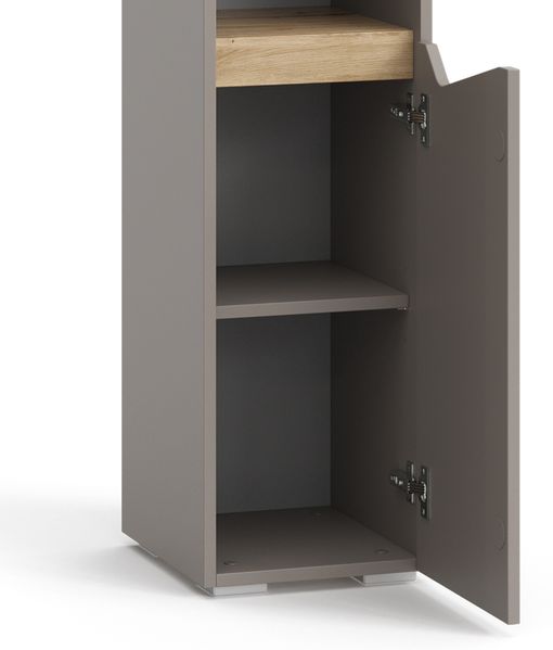 Badschrank Marelle Greige/Artisan 30 x 180 cm mit Türen, und offenen Fächern Vicco Bild 6