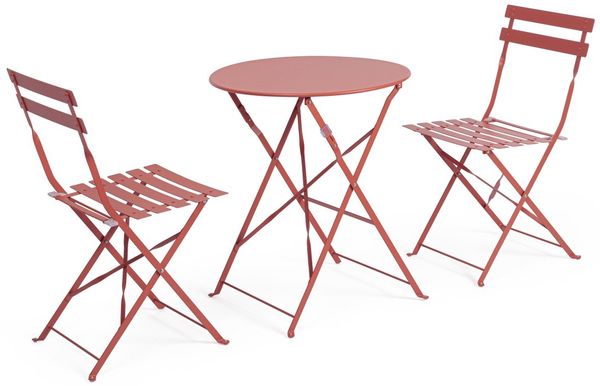 Garten-Set Austin Metall, klassisch klappbar, Terrakotta, Stühle und Tisch für draußen