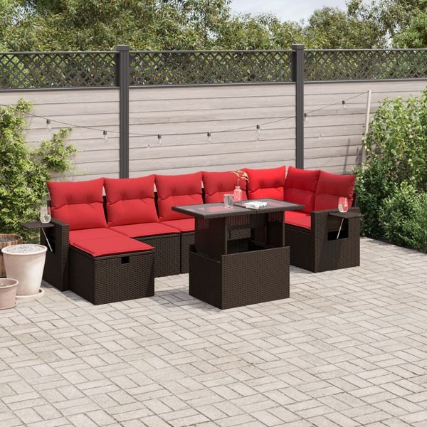 vidaXL 8-teiliges Gartensofa-Set mit Kissen, braun, Polyrattan 3274994