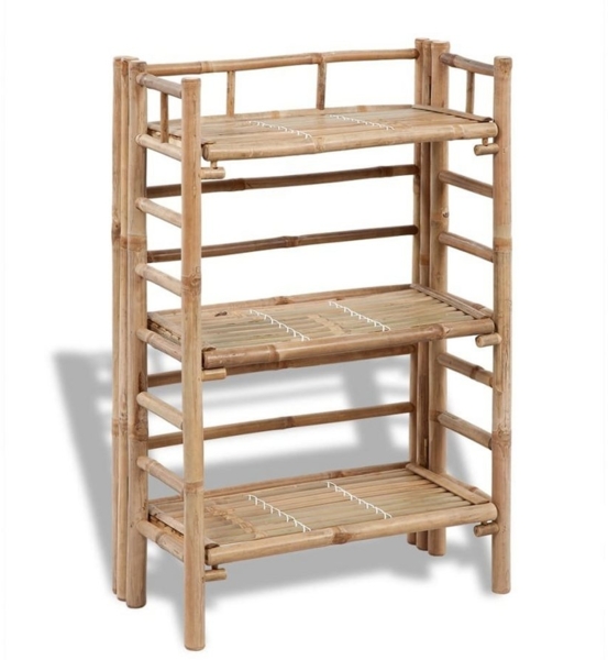 vidaXL Pflanzenständer mit 3 Ablagen, Bambus natur, 30 x 56 x 85 cm
